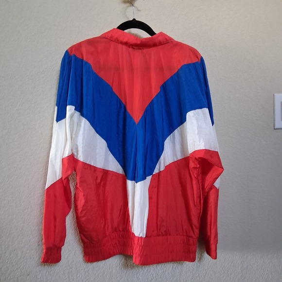 Vintage Lavon Windbreaker 80s-90s Retro Color Block Zipper Jacket M Patriot - Picture 6 of 14
